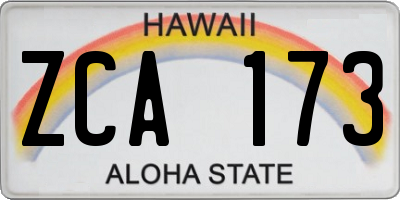 HI license plate ZCA173