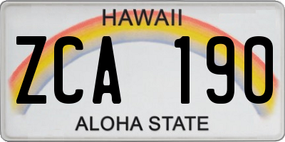 HI license plate ZCA190