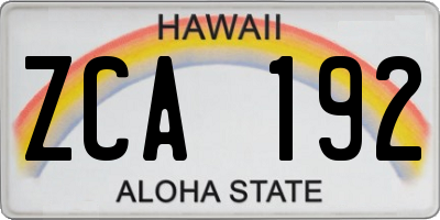 HI license plate ZCA192
