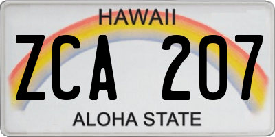 HI license plate ZCA207