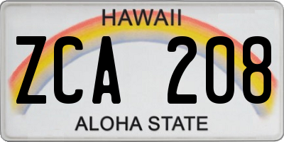 HI license plate ZCA208