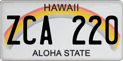 HI license plate ZCA220