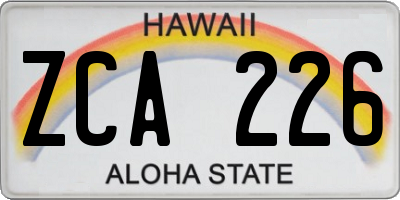 HI license plate ZCA226