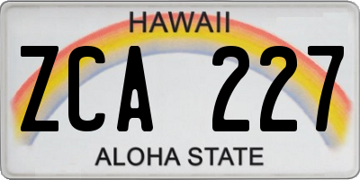 HI license plate ZCA227