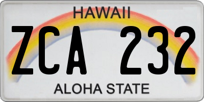 HI license plate ZCA232