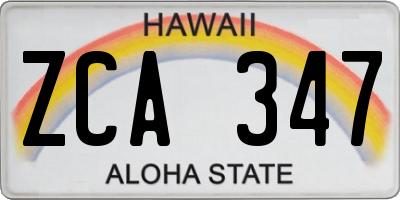 HI license plate ZCA347
