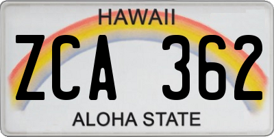 HI license plate ZCA362