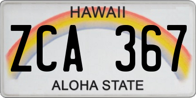 HI license plate ZCA367