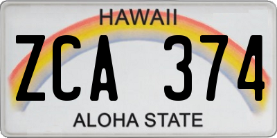 HI license plate ZCA374