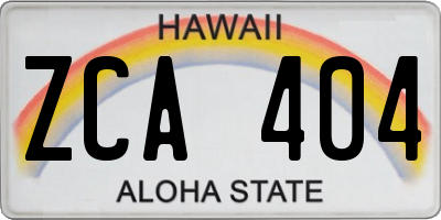 HI license plate ZCA404