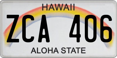 HI license plate ZCA406
