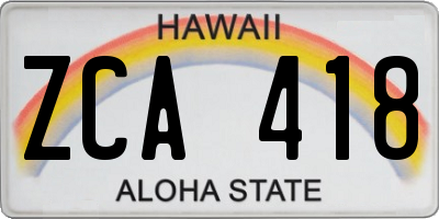 HI license plate ZCA418