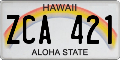 HI license plate ZCA421