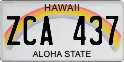 HI license plate ZCA437
