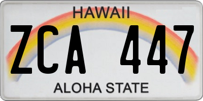 HI license plate ZCA447