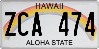 HI license plate ZCA474