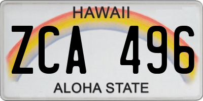 HI license plate ZCA496