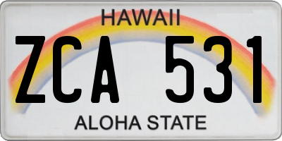 HI license plate ZCA531