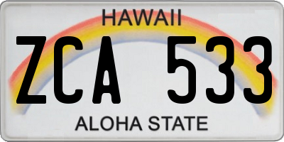 HI license plate ZCA533
