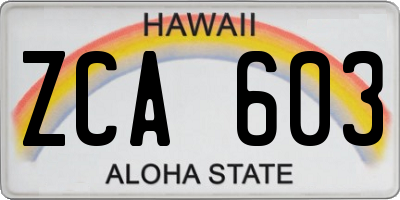 HI license plate ZCA603