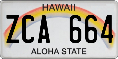 HI license plate ZCA664