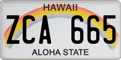HI license plate ZCA665