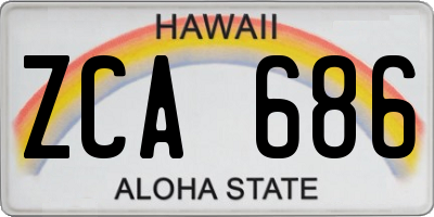HI license plate ZCA686