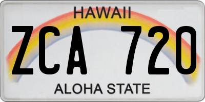 HI license plate ZCA720