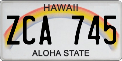 HI license plate ZCA745