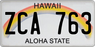 HI license plate ZCA763