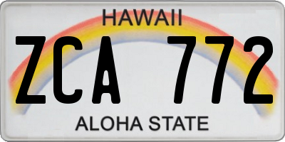 HI license plate ZCA772