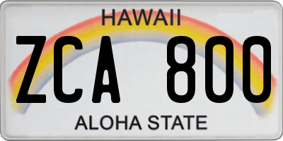 HI license plate ZCA800