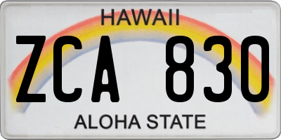 HI license plate ZCA830