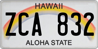 HI license plate ZCA832