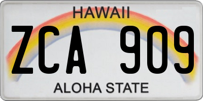 HI license plate ZCA909