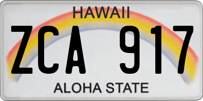 HI license plate ZCA917