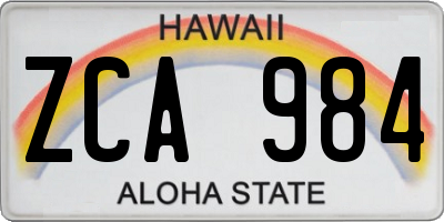 HI license plate ZCA984