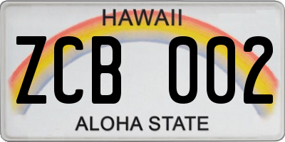 HI license plate ZCB002