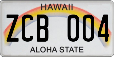 HI license plate ZCB004