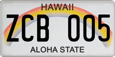 HI license plate ZCB005