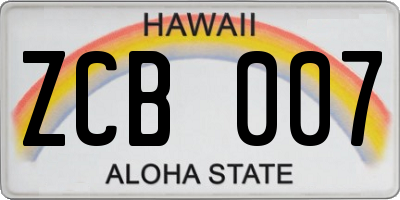 HI license plate ZCB007