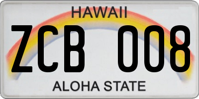 HI license plate ZCB008