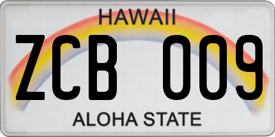 HI license plate ZCB009