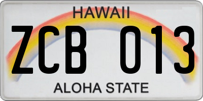 HI license plate ZCB013