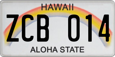 HI license plate ZCB014