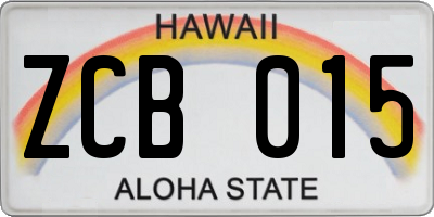 HI license plate ZCB015