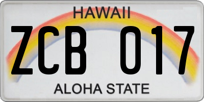 HI license plate ZCB017