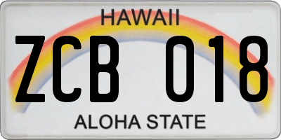 HI license plate ZCB018