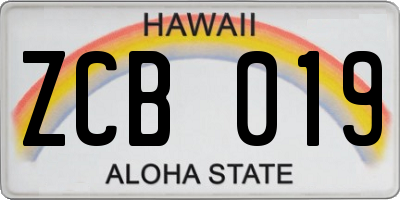 HI license plate ZCB019