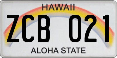 HI license plate ZCB021